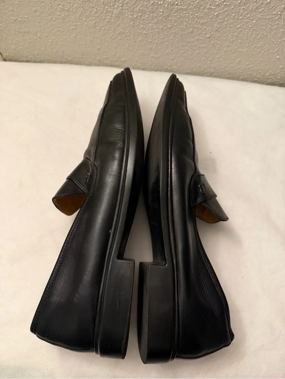 Bally Black Leather Slip-On men Loafers, SZ12, pre-owned